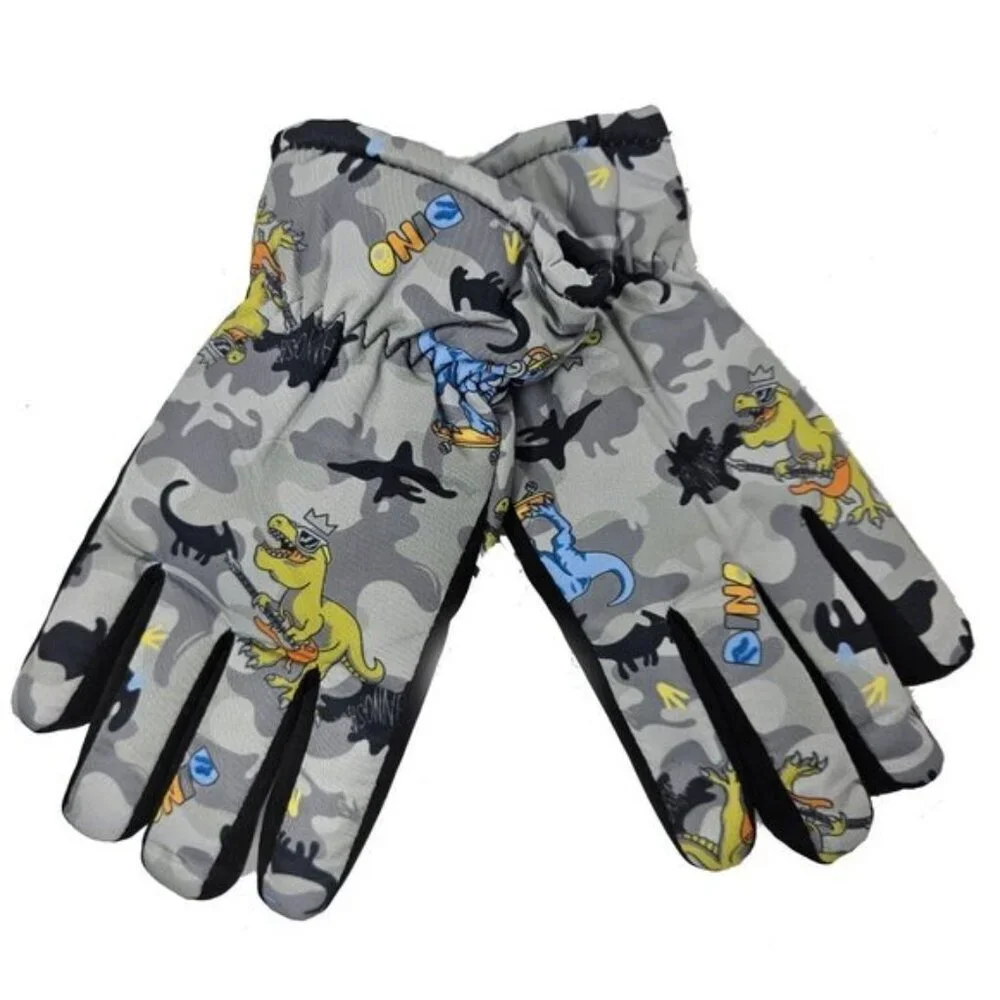 Kids Fur Lined Winter Ski Gloves, Assorted Colors, Bundle of 3 Pairs